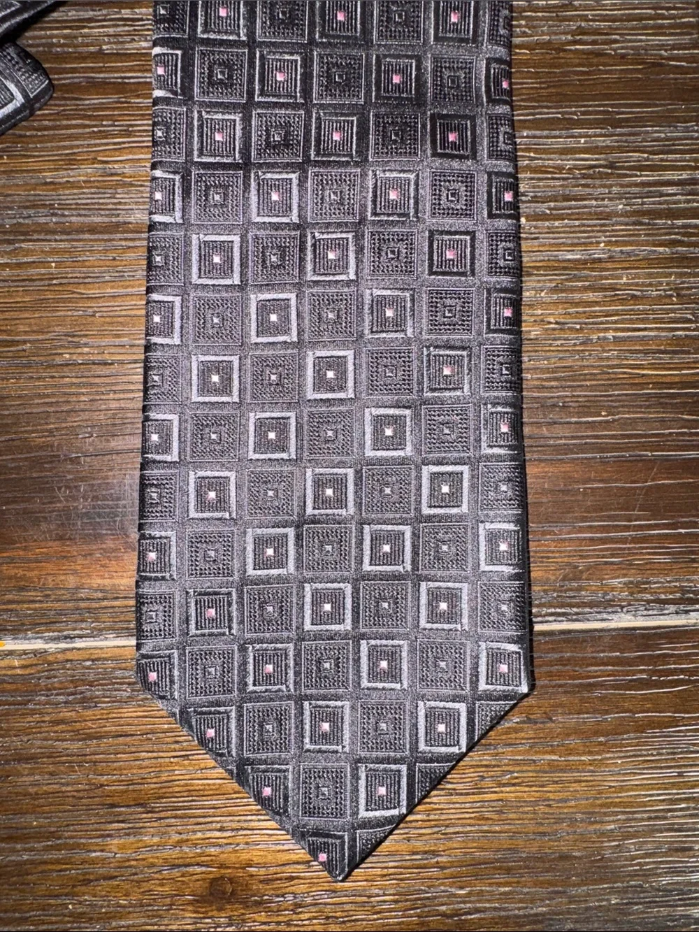 Dolce & Gabbana Black / Grey Geometric Square Silk Tie